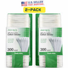 Assured 100  Pure Cotton Swabs 600 Count  2 Pack  Double-tipped Plastic Sticks