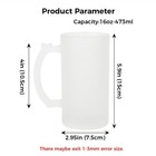 24 Pcs 16oz Plain Frosted Sublimation Glass Mugs Blanks Bulk With Thick Matarial