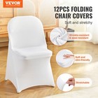 Vevor 12pcs White Stretch Spandex Folding Chair Covers For Wedding Party Dining