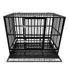Pet Dog Cage Strong Metal Crate Kennel Playpen With Wheels  tray