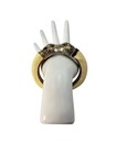 Vintage Gold Tone White Enamel Double Headed Leopard Cheetah Hinged Bracelet