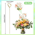50 Pcs 13 2 In Flower Card Holder Stick For Flower Bouquet  gold 