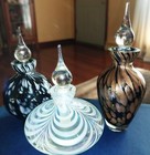 Set Of 3 Vintage Art Glass Perfume Scent Bottles In Original Box blown Glass