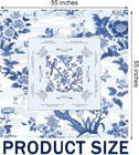 Mahjong Table Cloth 55  X 55  Chinoiserie Mahjong Mats Blue Floral And Trunk