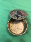Vintage Solid Brass Hand Made   Painting Of A Bird Pill Box With Lid From India