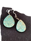 Southwestern Navajo Sterling Silver Slab Turquoise Dangle Earrings 01357
