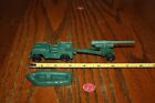 Marx Army Battleground Dark Forest Green Jeep  Cannon    Raft Tank - Mpc - Read