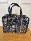 Vera Bradley Makeup Bag Set Clear Zip Handle Pockets Black Blue White