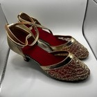 New Dance And Sway Women   s Size 7-7 5 Red Shoes Flared Heel