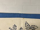 Vtg Hand Embroidered  Stitched Bird And Basket  fabric Framed Picture W script
