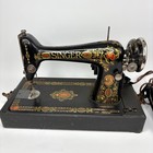 Antique 1917 Singer Sewing Machine 66 Red Eye Portable W  Case