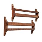 Oak Church Pew Book Rack Hymnal Holder Wall Mount Wooden Set Of 2 Antique