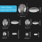 1box 5 Sizes Oval Cabochons 100pcs Clear Glass Tiles Flatback Round Cabochons
