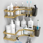 L-shaped Corner Shower Caddy Adhesive No Drill Bathroom Organizer Storage New