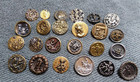 24 Vintage Antique Metal Picture Buttons People