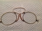 Antique Gold-filled Full Round-pince Nez Pinch Nose Eyeglasses In Original Case