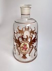 Large Antique Glass Apothecary Pharmacy Jar Ground Glass Lid  Decorated France