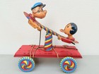 Vintage Rare Marx Linemar Popeye   Olive Slinky Hand Car Tin Pull Toy Tin Litho