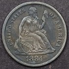 1884 10c Seated Liberty Dime  maggie  Love Token