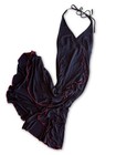 Vintage 2000s City Triangles Black Red Ruffle V-neck Halter Maxi Dress S