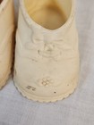 Vintage Baby Doll Shoes  4   White Rubber Slip-ons Bow Flower 2 5 