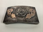 Vintage  925 Sterling Silver Mason Belt Buckle Engraved Guad Mex Plata Rmg