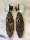 Antique Vintage Glass Door Knobs  Plates And Mortise Lock