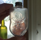 1890s Cervus Alces  american Elk  Hand Blown Elk Tooth Pocket Whiskey Flask