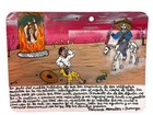 Mexican Folk Art Gonzalo Palacio Retablo Ex Voto Man Sees Skeleton Riding Horse