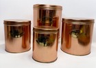 Vtg  Set Of 4 Copper   Brass Finished Nesting Canisters  Flour Sugar Coffee Tea