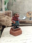 Vintage Folk Art Hand Carved Wood Figure Old Woman Painted Carving Baba Yaga