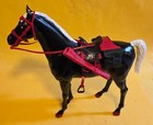 Custom  en Fuego  Horse Figure   Red   Black Tack Johnny West Marx T-bolt