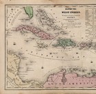 1844 West Indies - Florida - Caribbean - Cuba Map Original Coast Of Terra Firma