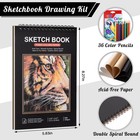 A5 Sketch Book With 36 Color Pencils Black Sketch Pad Set 5 8x8 3 Inch