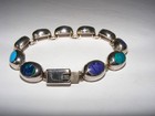 Vintage Taxco Mexico Sterling 950 Silver Multi Stone Link Bracelet-free Shipping