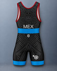 Mexico Aztec Wrestling Singlet Black Red Blue Mex Suplex Sells Sublimated