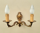 French Brass Twin Branch Wall Light Candle Sconce Pierced Ornate 17cm Quality