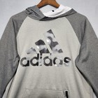 Adidas Hoodie Men s M Gray Camo Logo Pullover Training Sweatshirt Gym Sportswear