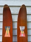 Vintage Wooden Waterskis Water Skis Pan American Honduras Mahogany  Measures 68 