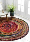 Rug 100  Cotton Round Natural Reversible Braided Modern Rustic Look Style Rug