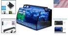Curved Glass Aquarium Set With Decorative Rockery Background- 