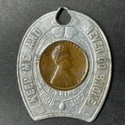 Souvenir Of New York City Good Luck Penny Encased Coin 1950 Wheat Cent Horseshoe