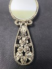 Antique Victorian Ornate Rose Flower  Handheld Vanity 4 5 Inch Hand Mirror