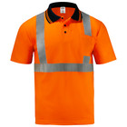 Hi-vis Orange Safety Workwear Short Sleeve Polo Shirt Top Reflective Tape