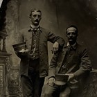 Antique Tintype Photograph Charming Men Occupational Train Conductor Drivers