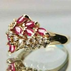 Marquise Cut Simulated Pink Ruby Women s Gorgeous Ring In 14k Yellow Gold Plated