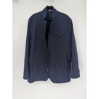 Hart Schaffner Marx Mens Navy Blue Field Jacket Zip Button Stand Collar Blazer