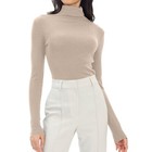 Women Turtleneck Long Sleeve Shirts Mock Neck Slim Fit Casual Blouse Basic Tee