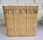 Vintage Handwoven Straw Wicker Rattan Basket Book Storage Box Rectangular 9 
