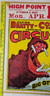 Clyde Beatty Cole Bros Circus Poster Big Otto Hippo 22x13 Cardboard Vg  1950 Vtg